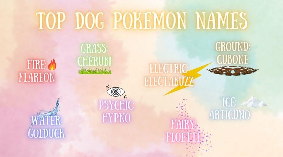 pokemon dog names by their type